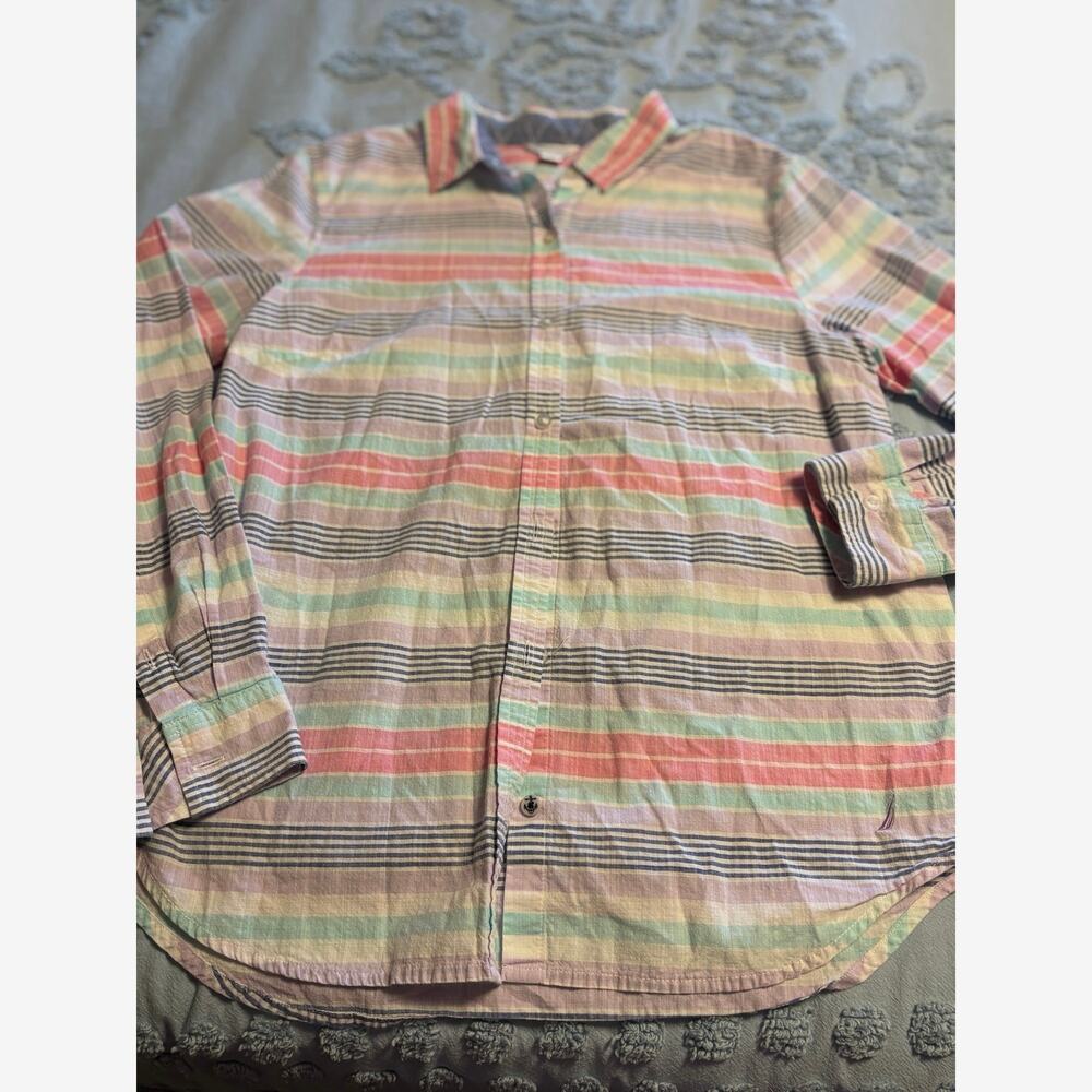 Nautical Striped Button down Sz Med